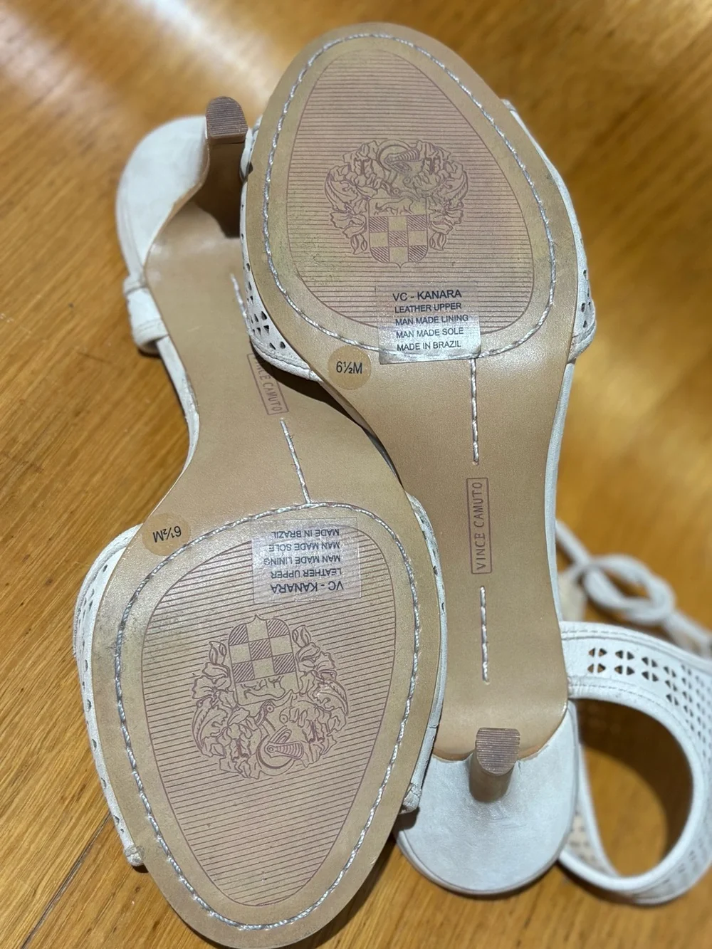 Vince Camuto White Perforated Heeled Sandals – Size 6.5